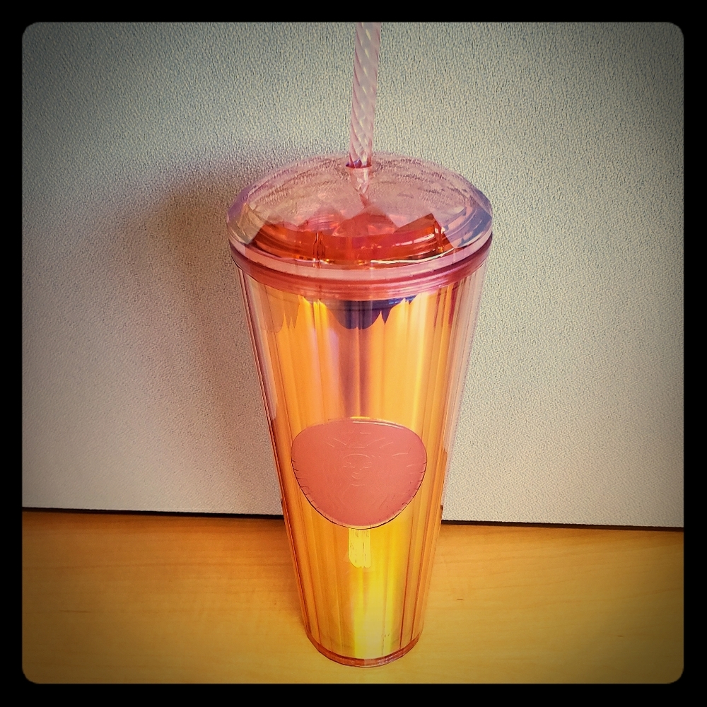 Orange iridescent dome starbucks cup